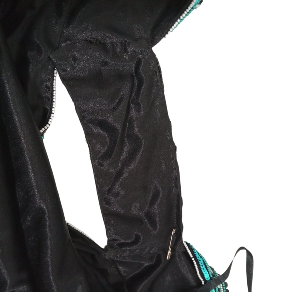 Parker Beaded Sequin Halter Mini Dress Teal Black Cocktail Party Size 4 - Picture 7 of 9
